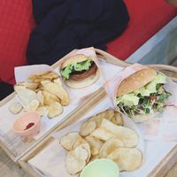 Brown rice burger and salad burger  at Rice Burger Haimiso - 하이미소 in Seoul