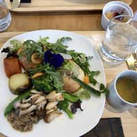 Vegan mushroom open-faced sandwich - YUM!! at Sekai Cafe  in Tokyo