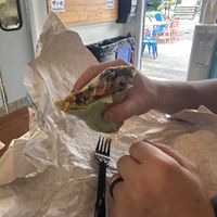 Hubbys version of the vegan burrito   at Blue Horse Cafe in Fish Creek