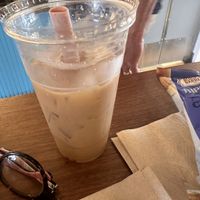 Oat milk latte, I always bring my own straw   at Blue Horse Cafe in Fish Creek