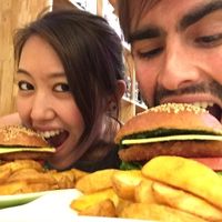 The burger is huge!  at Cloud Kitchen in Beijing