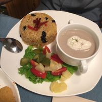 mushroom soup was underwhelming, rice seems suited for chinese tastes at Cloud Kitchen in Beijing