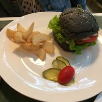Charcoal burger at Cloud Kitchen in Beijing