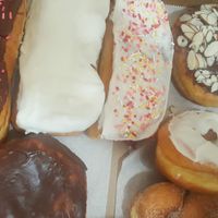 These beauties are all vegan! Even the custard and raspberry fillings! at Larsen Bakery in Sturtevant