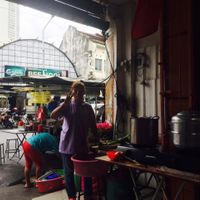 Our new friend Ah Ha.  at Da Fei Char Mee Hoon in Penang