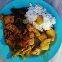 A selection from the buffet for only 7 MYR. at Da Fei Char Mee Hoon in Penang