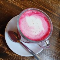 Beetroot Latte. at Pimento Tea Rooms in Lincoln