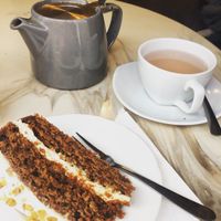 most delicious vegan carrot cake  at Pimento Tea Rooms in Lincoln