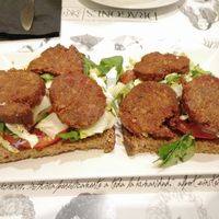 sandwich with homemade sausage at El Jardin de los Dragones in Murcia