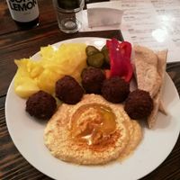 A falafel plate with hummus at Zatar Falafel & Hummus in Vilnius