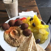 Hummus plate and Silky Smoothie at Zatar Falafel & Hummus in Vilnius