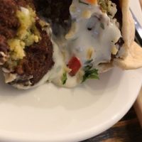 Pita falafel with vegan tahini mayo and fresh veggies at Zatar Falafel & Hummus in Vilnius