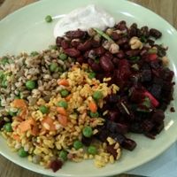Mix of salads and hummus at HAPS in Copenhagen