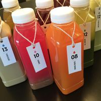 Fresh cold-pressed organic juices. at Commodity Juicery in Vancouver