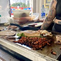 All this goes on one sandwich   at Gatorta - Food Stand in Mexico City