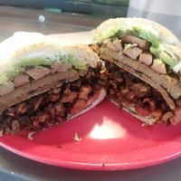 Torta cubana: todos los ingredientes. Muy muy llenadora. at Gatorta - Food Stand in Mexico City