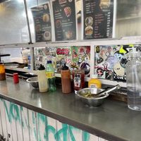 Menus, condiments etc    at Gatorta - Food Stand in Mexico City