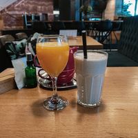 Orange juice and Thahini smoothie at Forky's - Jakubské Nam. in Brno