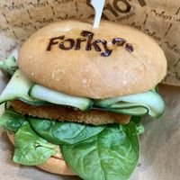 fish burger  at Forky's - Jakubské Nam. in Brno