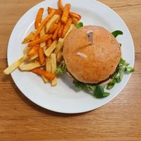 French burger with fries at Forky's - Jakubské Nam. in Brno