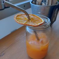 "Orange" juice with a few other fruit and veggies added at The Alkaline Cafe in Albany