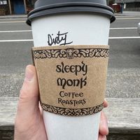 Dirty sleepy monk… hmmm… 🤔   at Sleepy Monk Coffee Roasters in Cannon Beach