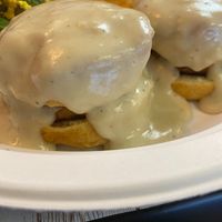 Close up of biscuits and gravy. at New Leaf Cafe in Tampa
