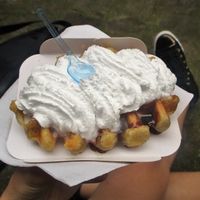Waffle with chocolate and whipped cream at Veggie World Paris at WafflesVeg in Paris