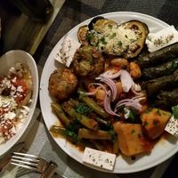 Koukouvagia and Vegetarian Special Plate at Kellari in Crete