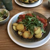 fried potatoes with "currywurst" at Pfefferminzje in Koblenz