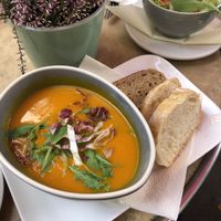 Soup of the day, pumpkin and coconut milk at Pfefferminzje in Koblenz