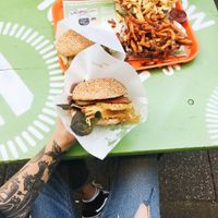 Burger with pineapple. at Yellow Sunshine in Berlin