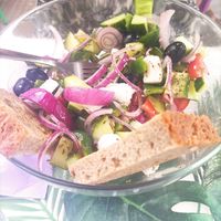 Greek salade 🇬🇷🌱 at H2O Juice Bar & Vegan Cafe in Fuerteventura