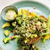 Sautéed super greens gluten free option with almond feta  at Power Plant Cafe in Templestowe