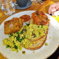 Tofu scramble with hash browns $20 with extra $8 for hash browns at Power Plant Cafe in Templestowe