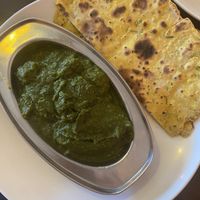 Tofu palak with gf naan  at Aniyor Vegetarian Restaurant in Kathmandu