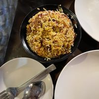 Biryani had caramelized union in it. Was great   at Aniyor Vegetarian Restaurant in Kathmandu