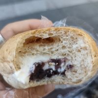 Delicious bun with sweet bean paste and heavenly vanilla cream for 360 yen at Evah Dining Macrobiotic - JR Hakata in Fukuoka