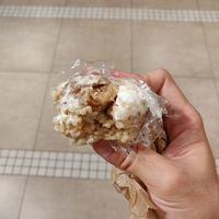 Mayo soy meat onigiri. It's delicious at Evah Dining Macrobiotic - JR Hakata in Fukuoka