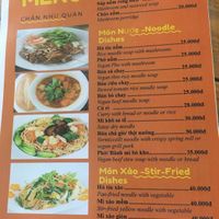 Menu at Chan Nhu II in Ho Chi Minh City