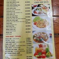 Menu at Chan Nhu II in Ho Chi Minh City