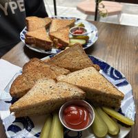 Chickpea Sandwich and Grilled Cheese  at Fine Grind Cafe in St Catharines