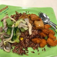 Brown rice with 3 sides  at e Veg 益素食 - VivoCity in Central Singapore