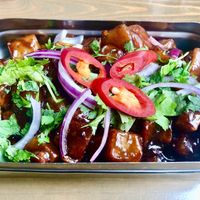 Tamarind treacle fries   at Mowgli in Manchester
