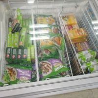 Frozen vegan meats at Sheel Pharmacy in South East London