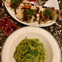 Vegan Pesto pasta (ask without cheese) and vegan tacos. at El Dandy in Havana