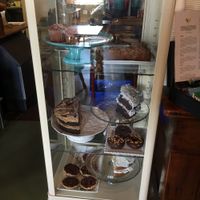 All desserts on a white or clear plate were vegan! Tarts, crumbles, cakes, and donuts! at The Moth Coffeehouse in Allentown