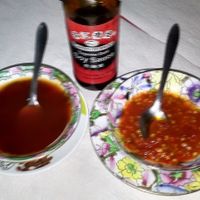 Soy sauce (and the brand used) and chilli sauce at Nova China in Porto