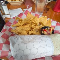 Vegan Socialist Burrito and Vegan? Chips at Burrito Union in Duluth