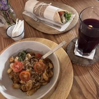 I had the gnocchi and my husband had the falafel wrap   at La Verde in Lima